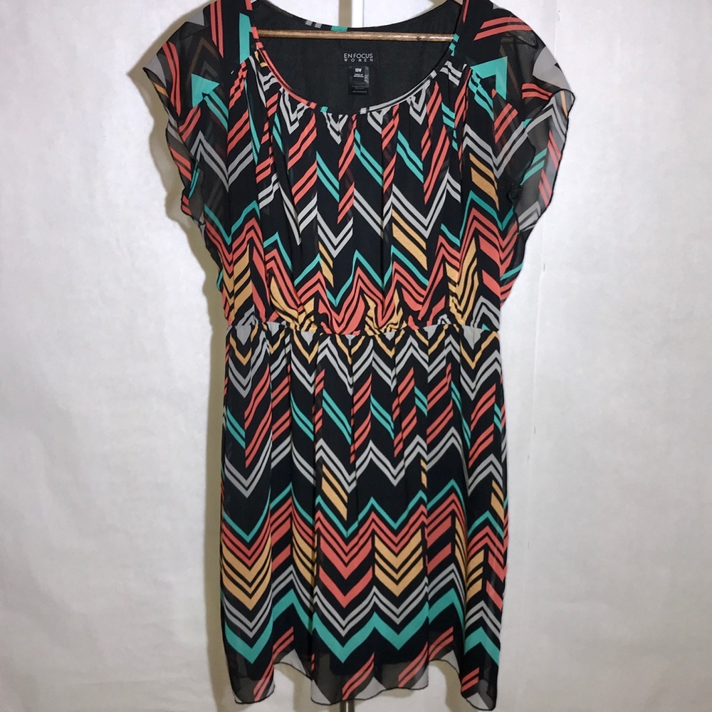 Chevron Dress With Cinched Waist!